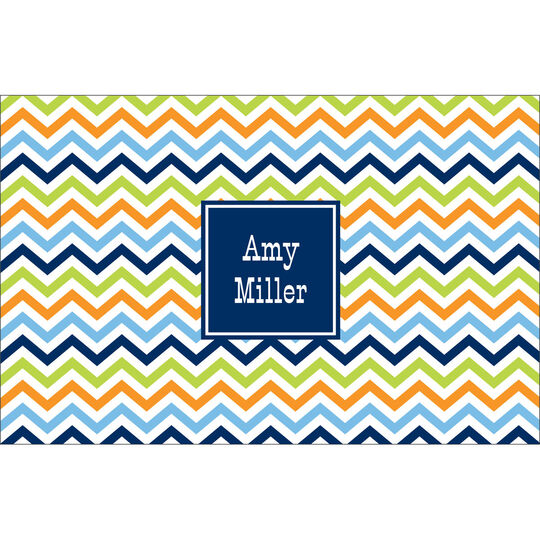 Blue, Orange and Lime Chevron Placemats
